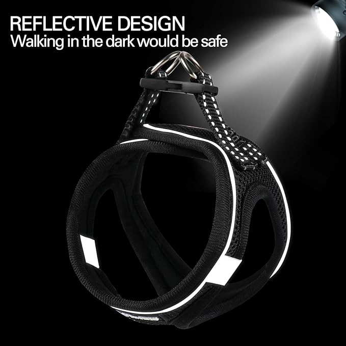 Dog Harness for Small Dogs and Leash Set, Honeycomb Grid, Reflective Lightweight Harness & Anti-Twist Pet Lead (Multi Color, Size: XS-S-M) (M, Black)