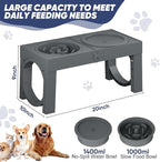 XIAZ Elevated Dog Bowls Large Breed Raised Dogs Bowl Stand Large/Medium Sized Dog Slow Feeder Dogs Bowls Food Water Stands 5 Heights Adjustable 9/11/12/14in Pet Feeder Dish Station