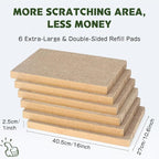 6 Pack Cat Scratch Pad with Box, Cardboard Cat Scratcher for Indoor Cats, Reversible Scratching Board with Lounge Bed for Small Medium Cats & Kittens