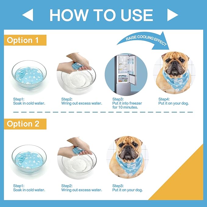 KYEESE 2Pack Dog Cooling Bandana, Breathable Cooling Bandanas for Small Medium Large Dogs, Neck Cooler Wraps for Summer Walking Outdoor, Polar Bear+Ice