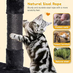 Heavy Duty Cat Tree,67in Multi-Layered Tall Cat Tower for Indoor Large Adult Cats,XL Compact Cat Stand with Hammock,Sisal Scratching Post,Removable Plush Perch,Condo,Dark Gray (Black)