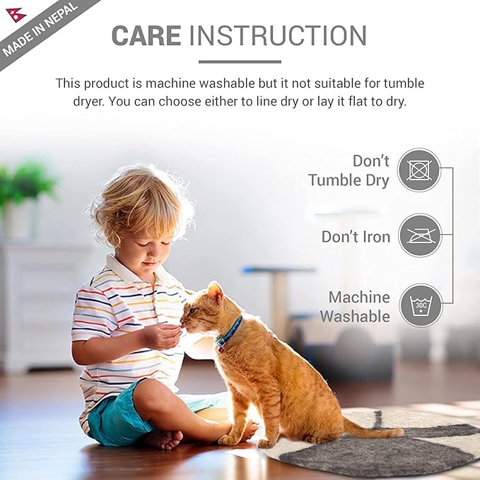 Cat Bed Mat Natural Merino Wool Cozy Large Carpet Pad for Pet Cats Kitty Small Dog House Warm Organic Sheep Wool Scratch Floor Mats Rug Bedding (Gray White, Large)