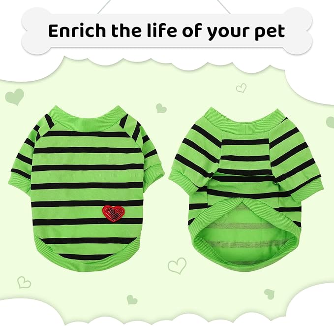 Dog Shirts for Large Dogs, Striped T-Shirts Dog Vest Pet Apparel Tee Shirts Spring Summer Suitable for Small and Medium Large Pets French Bulldog Bichon, Green L