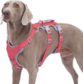 Huntboo Escape Proof Dog Harness, No Pull Reflective Harness with Lift Handle, Adjustable Pet Vest with Front and Back Leash Clips for Small Medium Large Dogs Walking Hiking Training (Red,XL)