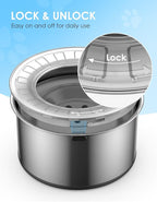 1 Gallon Large Dog Water Bowl No Spill,【Anti Digging Lid & Rubber Bottom】 Spill Proof Dog Bowl, Anti Splash Mess Dripless Slow Drinking Stainless Steel Water for Sloppy Messy Drinkers Car