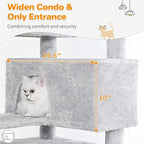 Made4Pets Cat Tree 54in Cat Tower for Indoor Cats Kitten Tree Multi-Level Cat Tree with 2 Condo Furniture Activity Center with Scratching Posts Funny Toys Kittens Pet Play House, Light Grey