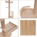 Modern Cat Tree Tower, 5 Tier Tall Cat Tree Cat Scratching Post Sturdy Wood Cat Climbing Tower Floor to Ceiling Cat Tree Cat Perch for Cat Scratch, Play, and Sleep