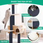 Trimmable Cat Scratcher Mat, Self-Adhesive Cat Scratching Carpet Pad Replacement for Cat Tree Shelves, Cat Steps and Posts, DIY Cat Scratch Couch Furniture Protector (Dark Blue, 39.4"x15.8")