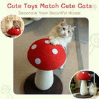 Cat Scratching Post Full Sisal Wrap Cat Tree Cute Mushroom Cat Tower Scratcher for Indoor Cats 19.7Inch