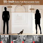 Reinforced 55" Extra Tall Cat Gate for Doorway - No Jumping Over/Crawling Under, Retractable Baby Gate for Cats Fits Openings up to 55" Wide, Retractable Dog Gate Indoor Tall Pet Gate for Stairs/White