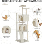81" Multi-Level Cat Tree Tower with Scratching Posts - Space-Saving Design for Indoor Kittens Toys & Condo, Compact Floor Footprint & Vertical Space for Multi-Cat Homes-Beige