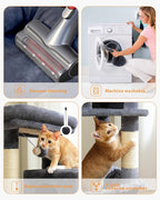 PEQULTI 45.7'' Cat Tree for Indoor Cats with Metal Frame Big Hammock, Cat Tower for Small or Medium Cats with Cat Condo House, with Scratching Posts and Top Perch, Dark Grey