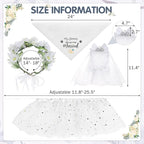 SCENEREAL Small Dog Wedding Dress 4-Piece Set with Tutu Skirt, Bow Veil, Flower Collar and Bandana, My Humans are Getting Married for Small Dogs Cats
