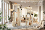 PETEPELA 58" Large Cat Tree for Big Adult Cats up to 30 lbs, Heavy Duty Cat Tower w/Extra-Thick Scratching Posts [φ3.9”], XL Hammock & Spacious Condo, Study Cat Furniture for Maine Coons, Beige