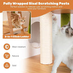 PETSITE Cat Tree with Litter Box Enclosure, Multi-Level Modern Cat Tree Tower with Sisal Scratching Posts, Cat Condo, Ladder, Dangling Balls, Interactive Sisal Rope, and Hidden Litter Box