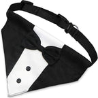 Dog Tuxedo Suit Wedding Bandana Collar with Bow Tie, Adjustable Formal Dog Tux, Engagement Birthday Tuxedo for Small Medium Large Dogs Pets (Large: Neck 15”-25”)