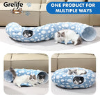 Grelife Cat Tunnel Bed for Indoor Cats, Cute Cat Tunnel Toys, Cat Donut Tunnel Toys with Washable/Removable Cushion, Non-Slip Base, for Cats, Kittens, Small Pets(33.5")