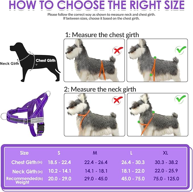 SlowTon No Pull Dog Harness - Heavy Duty Dog Harness and Leash Set for Medium Large Dogs, Reflective Tactical Harness with Soft Padded and Front Clip for Easy Walk and Training (PU, M)