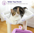 PEQULTI Cat Tree Flower Cat Tower for Indoor Cats and PEQULTI Flower Cat Scratching Post, Small Cat Tree, Tall Cat Scratcher
