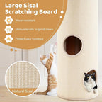 PETSITE 4-Story Cat Tree Condo, 49 Inch Multi-Level Barrel-Shaped Cat House with Sisal Scratching Pad, 3 Hideaways, Removable Soft Top Plush Bed, Ideal for Indoor Cats
