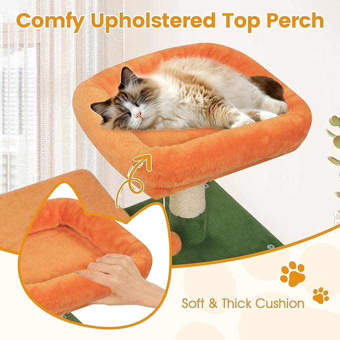 PETSITE Multi-Level Cat Tree, 58 Inches Tall with Sisal Scratching Posts, Condo, Hammock, Dangling Balls, Jumping Platforms, and Cozy Top Perch, Ideal for Indoor Cats to Play and Rest (Green)