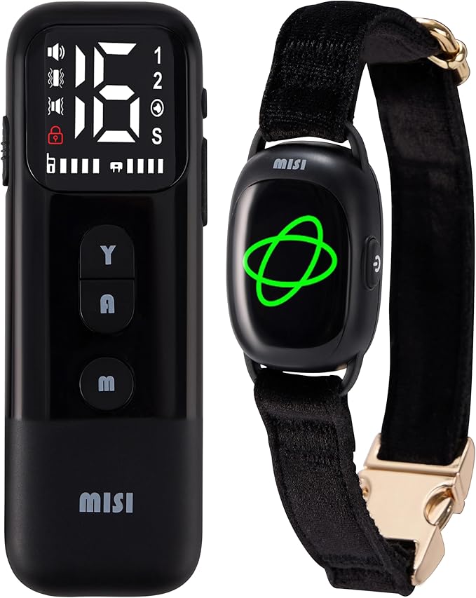 Non-Shock Luxury Bark Collar-Adjustable Fit, No Shock for Small,Medium,Large Dogs, Advanced Technology with Remote, Automatic Bark Collar, Rechargeable, Dog Training, Anti-Barking, Soft Velvet,Black