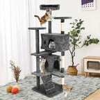 Cat Tree 70 Inches Cat Tower for Indoor Cats Multi-Level Cat Condo with Litter Box Enclosure,Scratching Posts for Indoor Cats (Ashy)