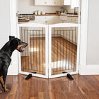 Dog Fence Indoor,Dog Gate Indoor for Doorway pet gate -2-Panel Freestanding, Hallways, House or Stairs -40x32-Inch Retractable Foldable Expandable Wood Pet by SFJC (White) ﻿
