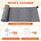 78.7"x15.8" Self-Adhesive cat Scratch pad - Trimmable Furniture Protector for Couch, Walls & Cat Trees | DIY Climbing Scratcher Pad with Twist Pins & Double-Sided Adhesives (Light Grey)
