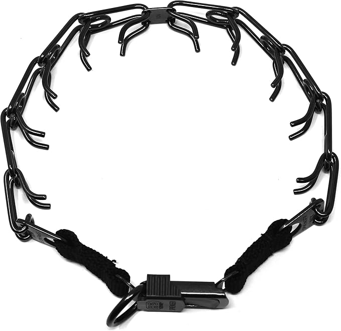 Herm Sprenger Black Stainless Steel Prong Dog Training Collar with Quick Release Buckle No-Pull Collar for Dogs Large (Black, 24in (60cm) x 4mm)
