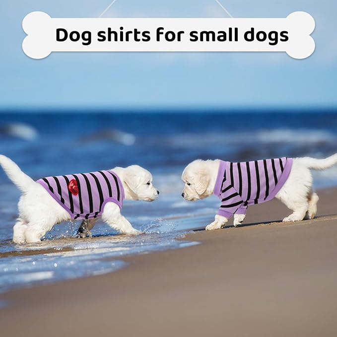 Dog Shirts for Small Dogs, Striped T-Shirts Dog Vest Pet Apparel Tee Shirts Spring Summer Suitable for Small and Medium Large Pets French Bulldog Bichon, Purple XS