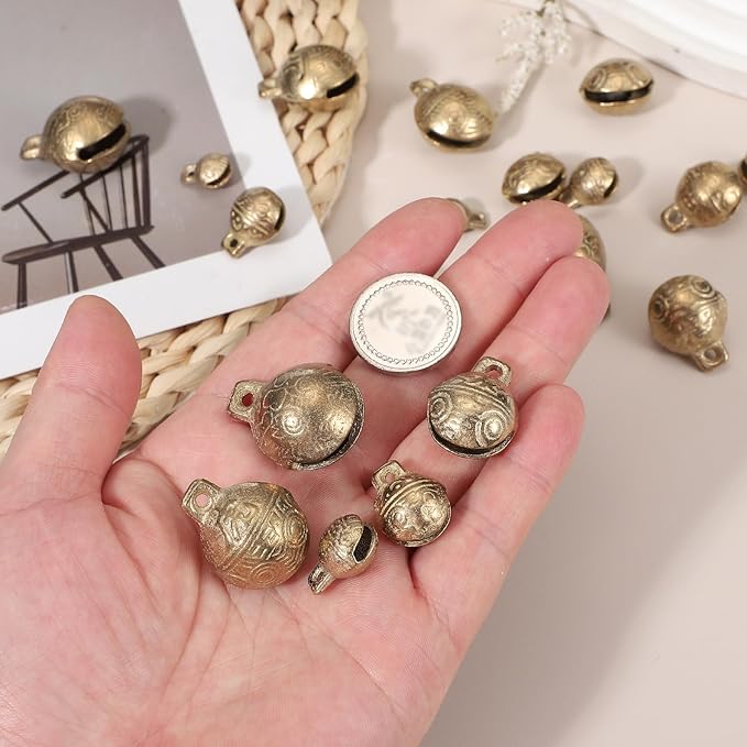 uxcell 16 Pcs Vintage Bronze Jingle Bells, 20mm Tibetan Jingle Bells for Crafts, Small Rustic Decorative Metal Bell for Dog Cat Pet Collar DIY Crafts Home Door Christmas Decor