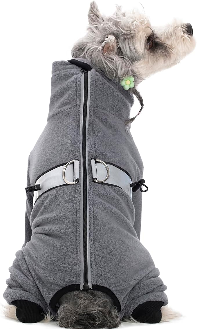 Polar Fleece Dog Pajamas Bodysuit - Small to Medium Dogs, Winter Jacket & Sweater for Small Dogs, Four-Legged Warm Clothes