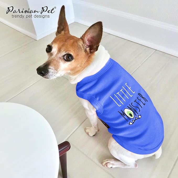 Parisian Pet Dog Shirt – 100% Cotton Shirts for Small Dogs – Blue Sleeveless Puppy Clothes – Lightweight and Breathable Pet Apparel – Stylish and Funny Dog Clothes - Stretchy T Shirts for Dogs