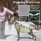 Lelepet Warm Dog Winter Coat Dog Coats for Large Dogs Waterproof Dogs Jacket with Harness Built in Reflective Cold Weather Coats Zip-Up Winter Fleece Vest Snowsuit Boston Terrier Desert Camo L