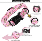 ARING PET Bee Dog Collar, Cute Spring Summer Pink Yellow Honeybees Pet Collars for Puppy Small Medium Large Boy Girl Dogs-M