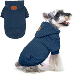 BEAUTYZOO Small Dog Hoodie Sweater with Pockets, Dog Clothes for Small Medium Dogs Boy Girl, Waffle-Like Laminated Pet Coats with Hat and Leash Hole, Navy Blue S