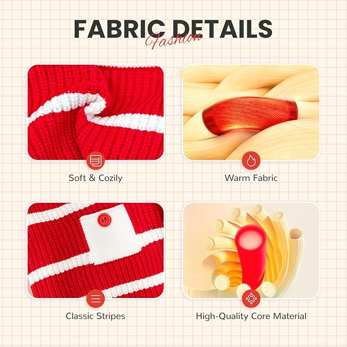 XS Dog Sweater with Cute Pocket, Striped Soft Stretchable Warm Puppy Clothes for Small Dogs Cats, French Bulldog, Chihuahua for Winter(red,X-Small)