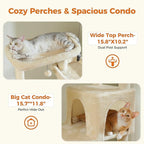 PETEPELA 69" Tall Cat Tree for Indoor Large Cats, Cat Tower for Adult Cats with Super Big Hammock, Cat Climbing Tree Tower with Scratching Posts, Condo House and Large Top Perch, Beige