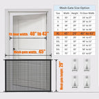 Dog Gate for Stairs Pet Gates for The House: Dogs Screen Mesh Gate for Doorways Stairways Indoor 29 inch Tall, 45 inch Wide, Fits Openings 40'' to 43'' Wide