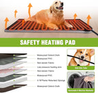 GUTINNEEN Heated Outdoor Dog House Insulated Weatherproof Dog Kennel with All-Around Metal Frame, Anti-Bite Puppy Home with Porch, Dog Shelter for Large Breed (Brown, 50.9'' Large)