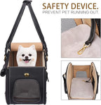 PetsHome Dog Carrier Purse, Pet Carrier, Waterproof Premium Leather Pet Travel Portable Bag Carrier for Cat and Small Dog Home & Outdoor Medium Black
