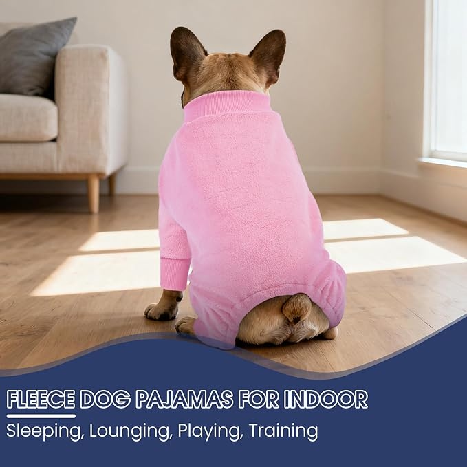 IECOii Dog Cold Weather Coats, 3XL Fleece Pajamas for Dogs Girls- Cozy & Thermal, Stretchy & Comfortable, Long Sleeve Large Dog Jammies for Doberman Indoor & Outdoor, Machine Washable, Pink, Size 3XL