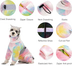 Dog Coats for Small Dogs, Polar Fleece Dog Pajamas Bodysuit, Puppy Onesies Tie Dye Jumpsuits, Dogs Warm Clothes Four-Legged, Doggie Fullbody Winter Jacket Vest