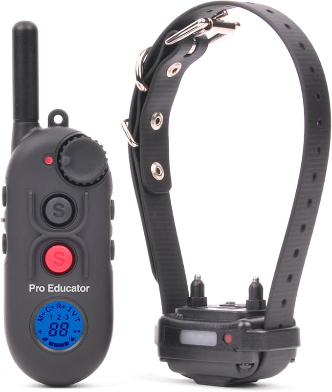 Educator PE-900 Pro E Collar for Dog Training with Remote - 1/2 Mile Range, Waterproof, 100 Stimulation Levels, Tone or Vibration Mode, Night Light Tracking for Small, Medium & Large Dogs