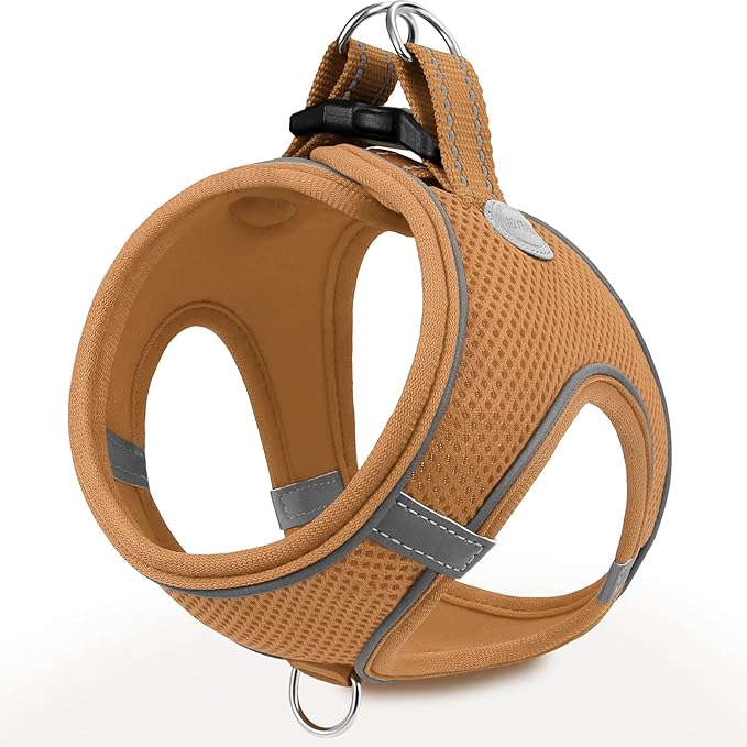 Joytale Small Dog Harness, Breathable Mesh Step-in Vest, Reflective Soft Padded Harnesses Small Sized Dog for Walking, Brown, S