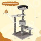 PETSITE 37-inch Small Cat Tree for Elder Cats, Modern Cat Tree Tower with Sisal Scratching Posts, Interactive Hanging Balls, Spring Ball, and Multiple Jumping Platforms with Sisal Scratching Boards