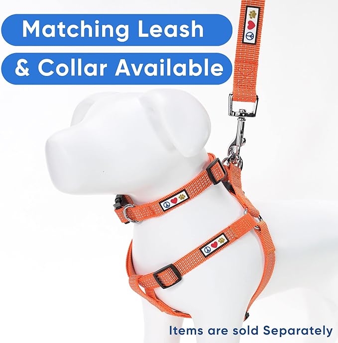 Pawtitas Reflective Step-in Dog Harness – Adjustable No-Pull Vest for Puppies to Seniors, Safe & Comfortable, XS Orange