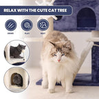 HYABi 53 Inch Ocean Theme Cat Tree Tower, Multi-Level Cat Furniture with Cozy Condo, Scratch Posts, Toy Ball, Luxury Apartment Playhouse for Indoor Cats