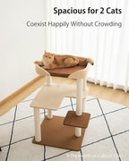 Modern Cat Tree for Large Cats, 37.5-Inch Tall Cat Tree Tower with Wide Shelves Low Step Cotton Scratching Posts, Super Sturdy Base, Cozy Perches, and Interactive Toys for Indoor (95cm White)